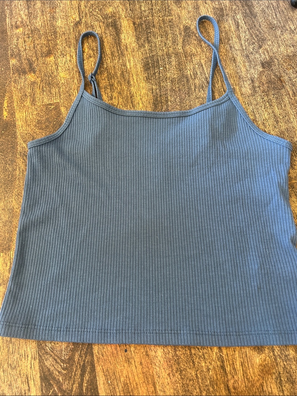 American Eagle Outfitters Ribbed Spaghetti Strap Cami - Blue